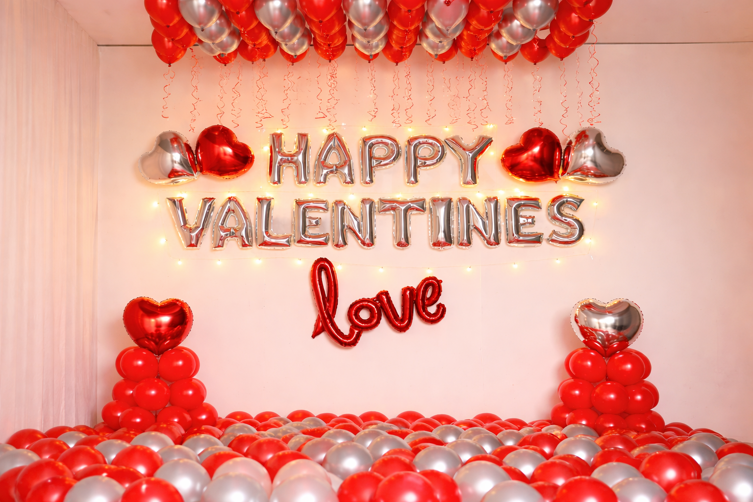 Royal Red Valentine Ceiling & Floor Setup